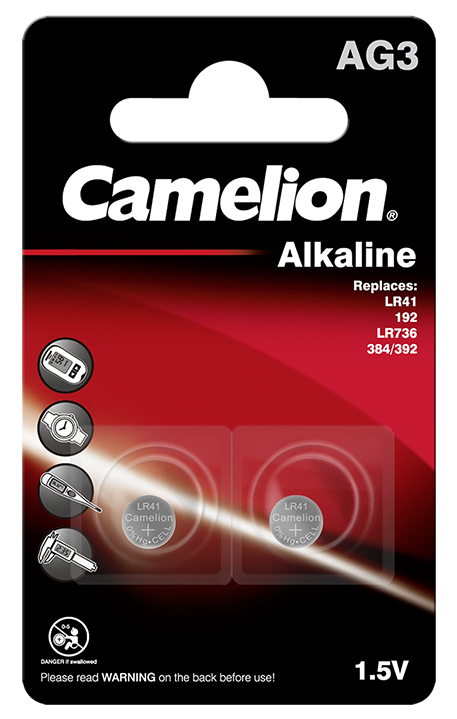 AG 3 / LR41 / LR736 / 392 - 1.5 Voltios - Blister con 2 pilas