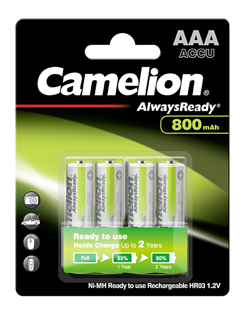 R03 / AAA / Micro - 1.2 V - 800mAH - Presentación en blister con 4 pilas  