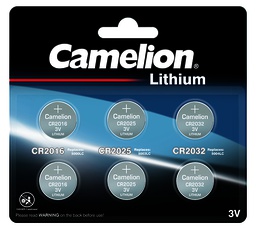[130 00600] Set mezclado con 6 pilas botones LITIO - 2 x CR2032, 2 x CR2025, 2 X CR2016 