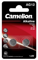[120 50212] AG 12 / LR43 / LR1142 / 386 - 1.5 Voltios - Blister con 2 pilas